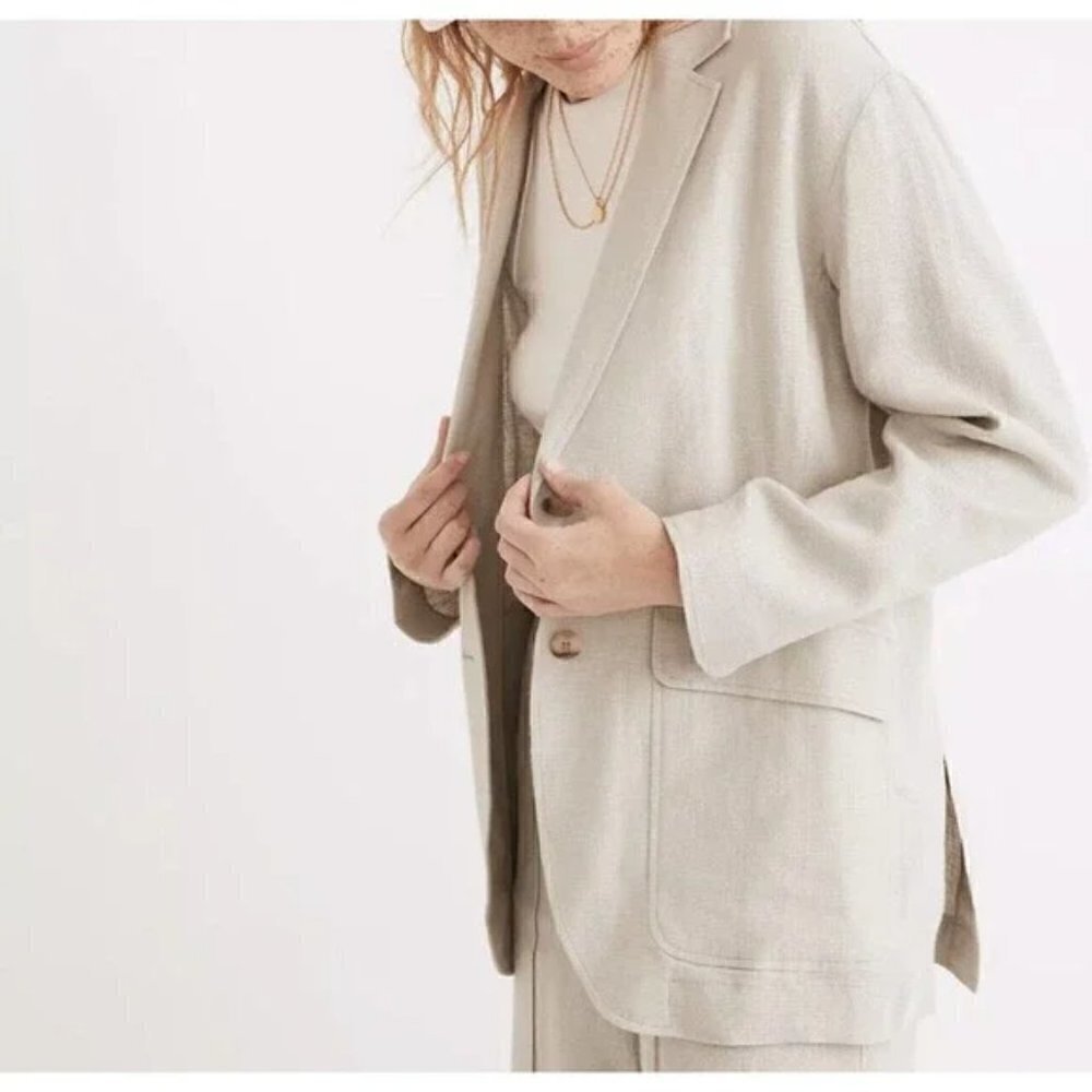 Madewell Breezewoven Larsen Linen Blazer in Pale Sage, Size XS